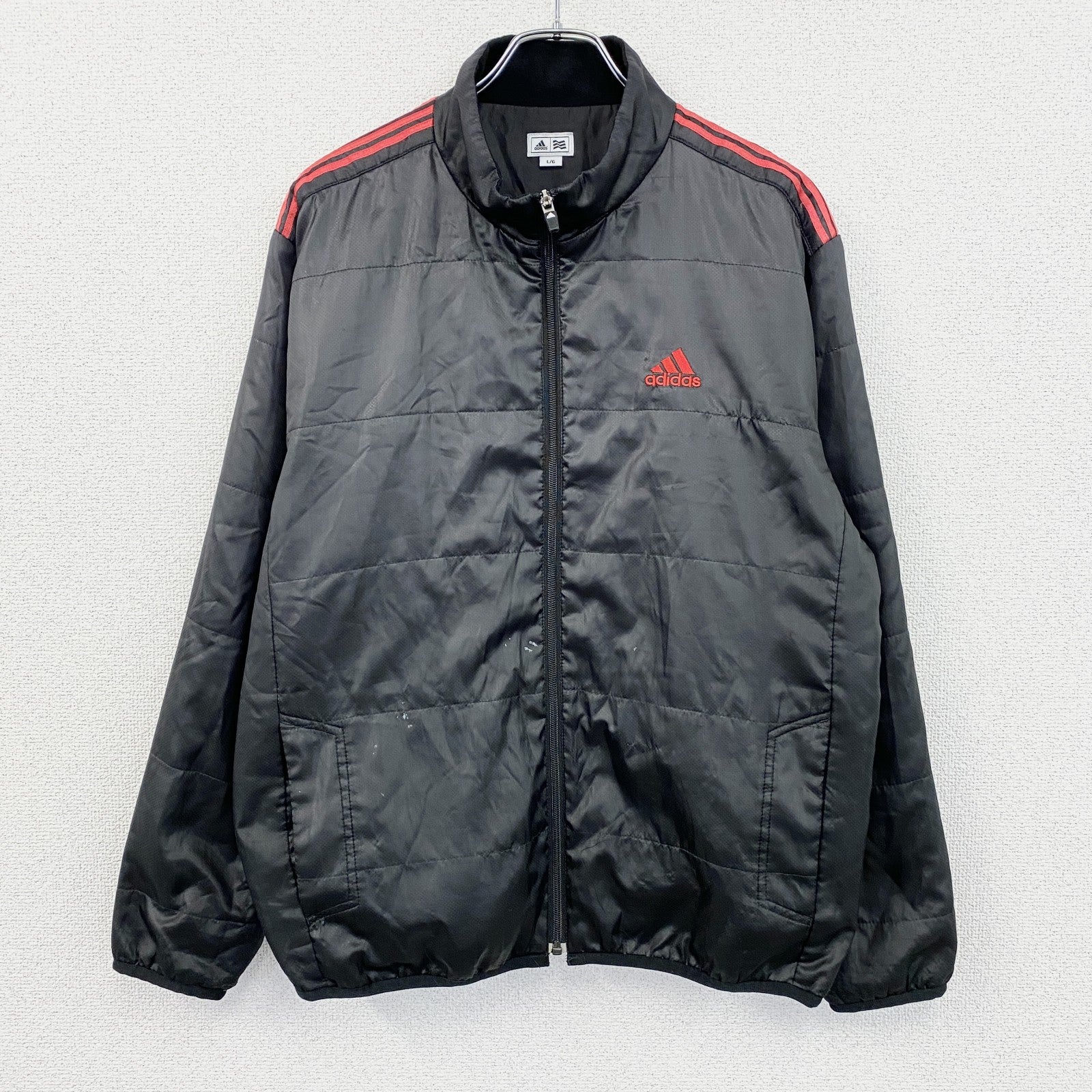 adidas golf　アディダスゴルフ　フルジップジャケット　中綿入り　パフォーマンスロゴ　黒　ブラック　Lサイズ　古着
