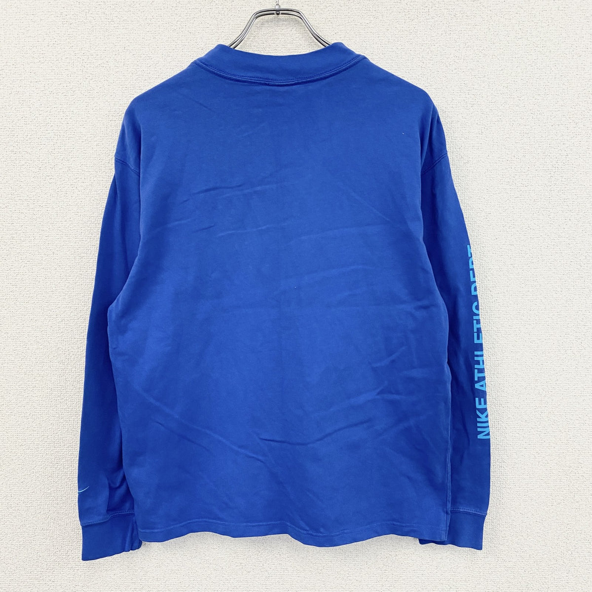 NIKE　ナイキ　ATHLETIC DEPT.　長袖Tシャツ/ロンT　スウッシュ　デカロゴ　青　ブルー　Lサイズ　古着