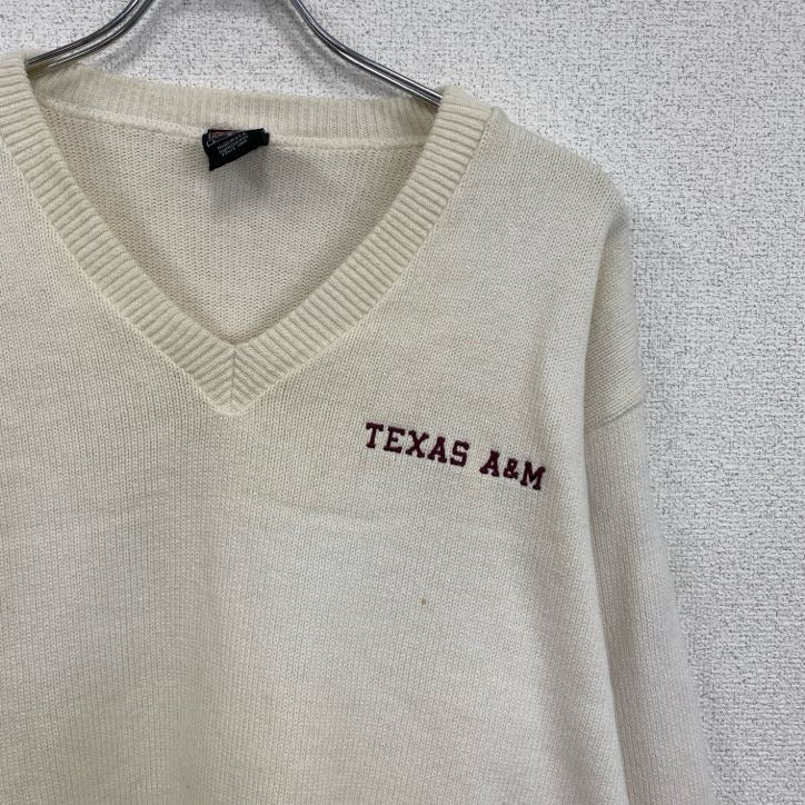 90s　NIKE　ナイキ　Vネックコットンニットセーター　ヴィンテージ　白　ホワイト　Lサイズ　古着