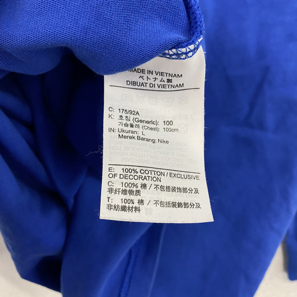 NIKE　ナイキ　ATHLETIC DEPT.　長袖Tシャツ/ロンT　スウッシュ　デカロゴ　青　ブルー　Lサイズ　古着