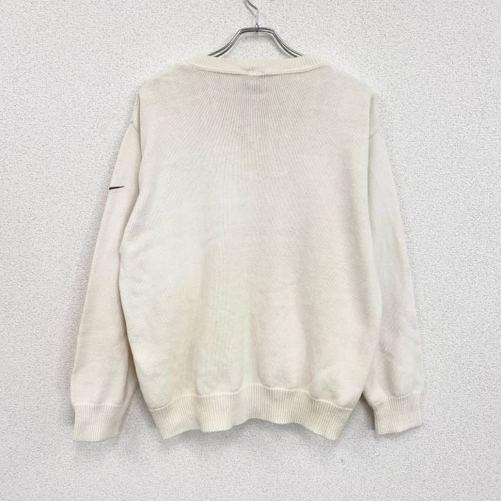 90s　NIKE　ナイキ　Vネックコットンニットセーター　ヴィンテージ　白　ホワイト　Lサイズ　古着