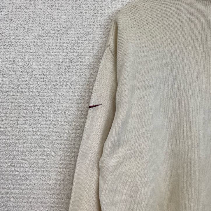 90s　NIKE　ナイキ　Vネックコットンニットセーター　ヴィンテージ　白　ホワイト　Lサイズ　古着