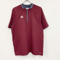 adidas　アディダス　半袖ハーフジップTシャツ　ワンポイント　赤　レッド　バイカラー　Lサイズ　古着