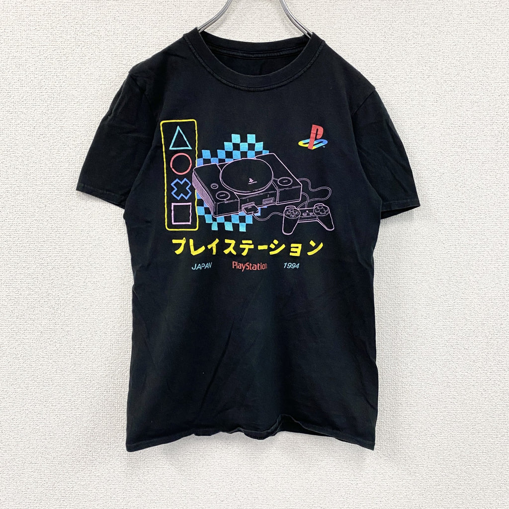 Play Station　半袖プリントTシャツ　黒　ブラック　Sサイズ　古着