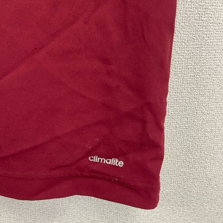 adidas　アディダス　半袖ハーフジップTシャツ　ワンポイント　赤　レッド　バイカラー　Lサイズ　古着