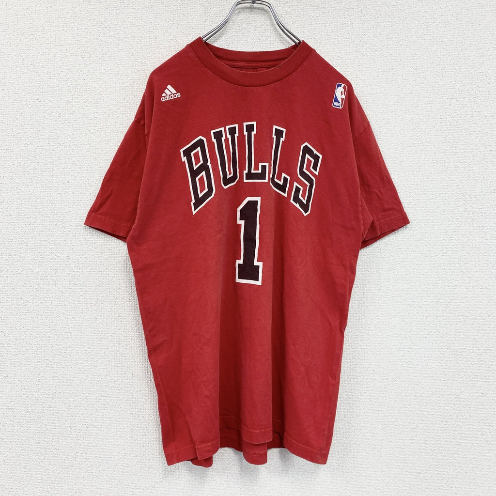 adidas　アディダス　シカゴブルズ　半袖プリントTシャツ　赤　レッド　Lサイズ　古着