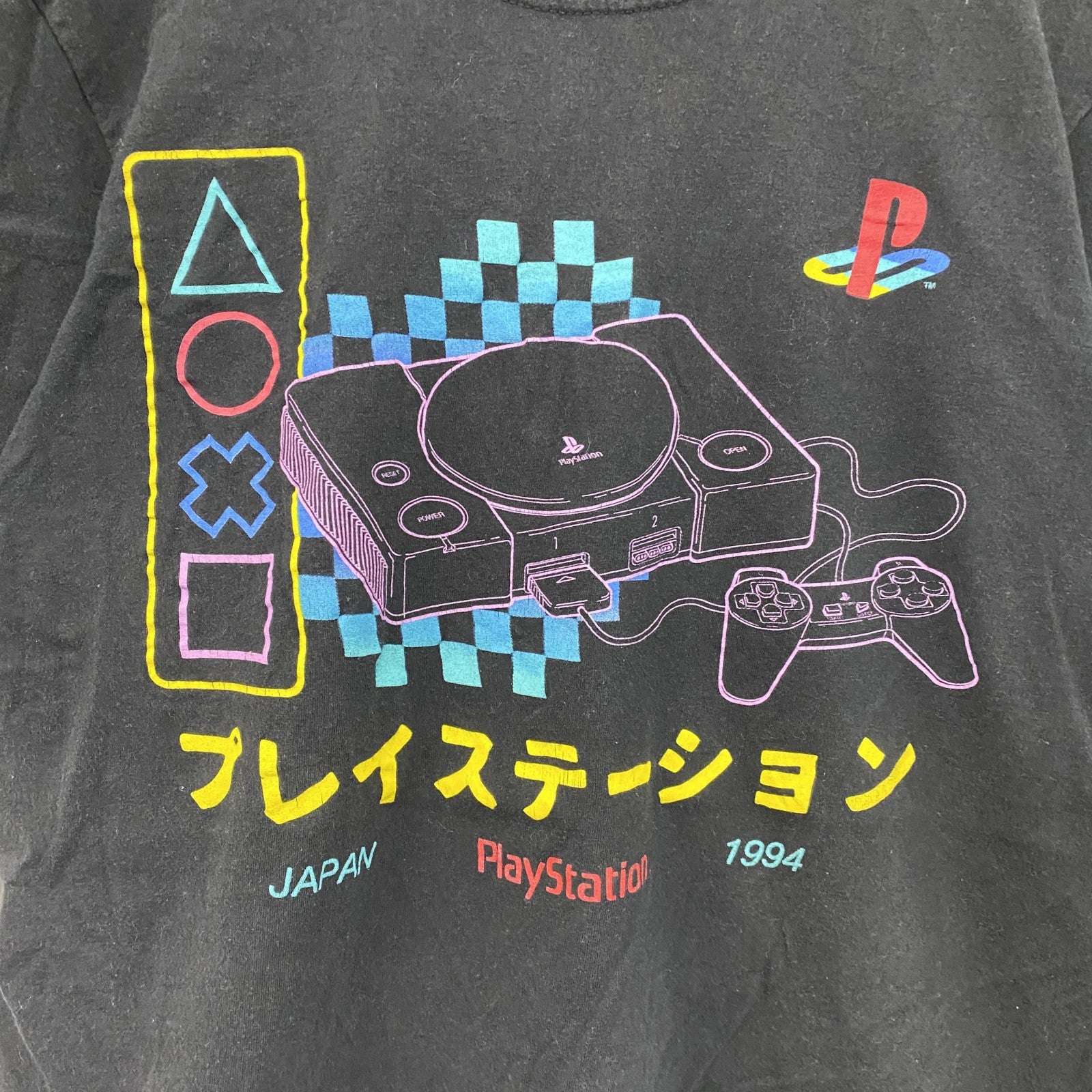 Play Station　半袖プリントTシャツ　黒　ブラック　Sサイズ　古着
