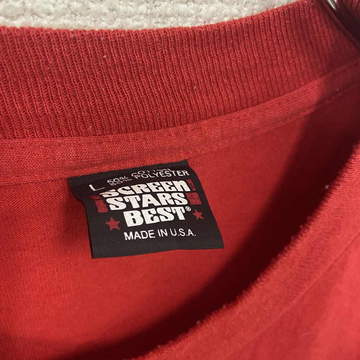 SCREEN STARS　スクリーンスターズ　半袖プリントTシャツ　シングルステッチ　赤　レッド　Lサイズ カットソー メンズ コットン 古着