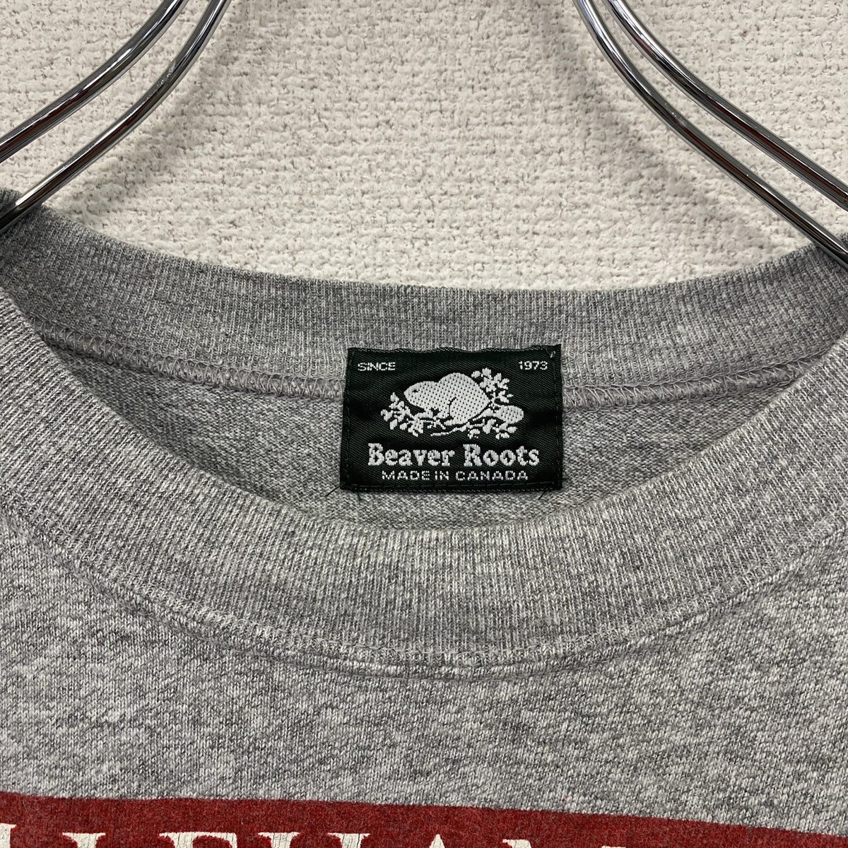 90s　Beaver Roots　ビーバールーツ　リレハンメル冬季オリンピック　半袖プリントTシャツ　シングルステッチ　ヴィンテージ　グレー　灰色　古着