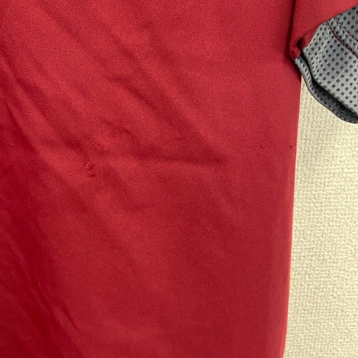adidas　アディダス　半袖ハーフジップTシャツ　ワンポイント　赤　レッド　バイカラー　Lサイズ　古着