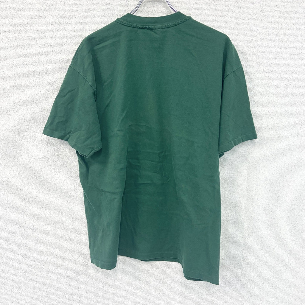 Hanes　ヘインズ　半袖プリントTシャツ　シングルステッチ　緑　グリーン　XLサイズ カットソー メンズ コットン 古着