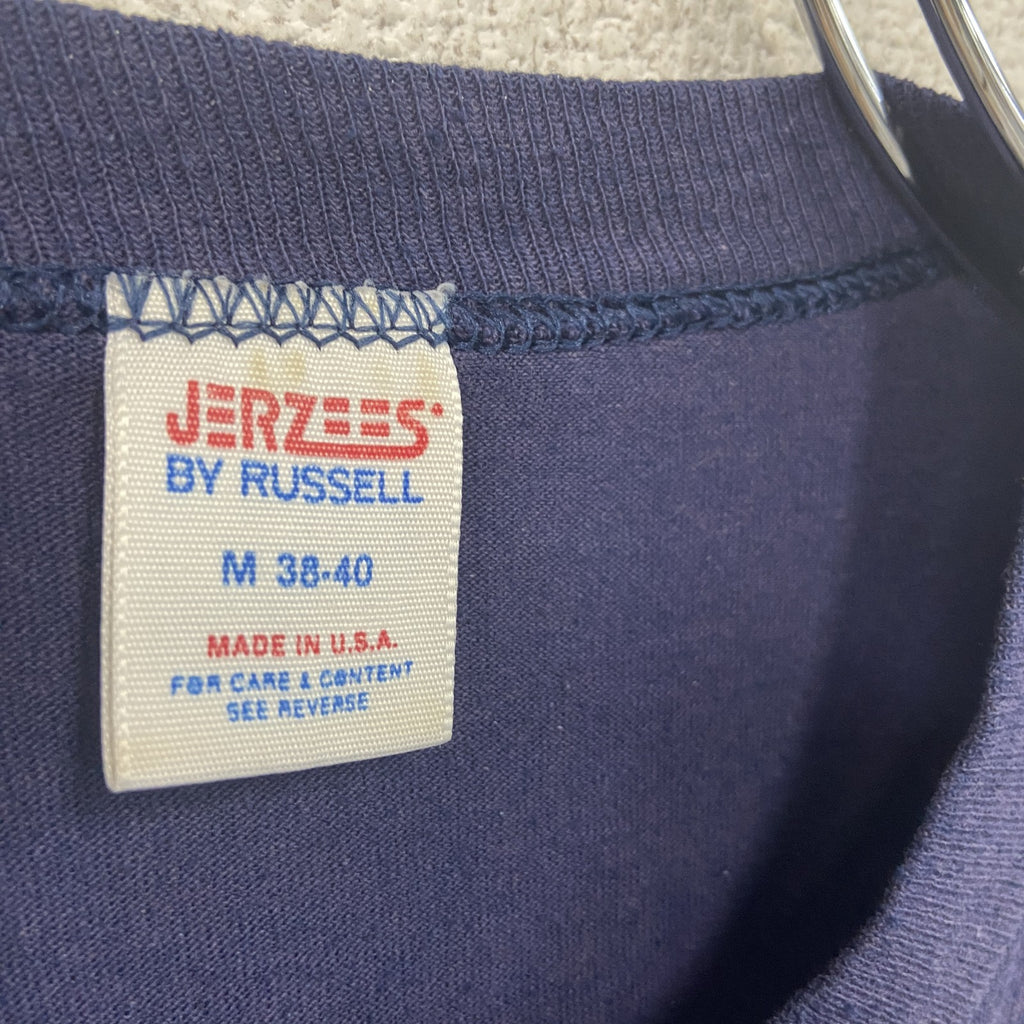 JERZEEZ　ジャージーズ　半袖プリントTシャツ　シングルステッチ　紺　ネイビー　Mサイズ　古着