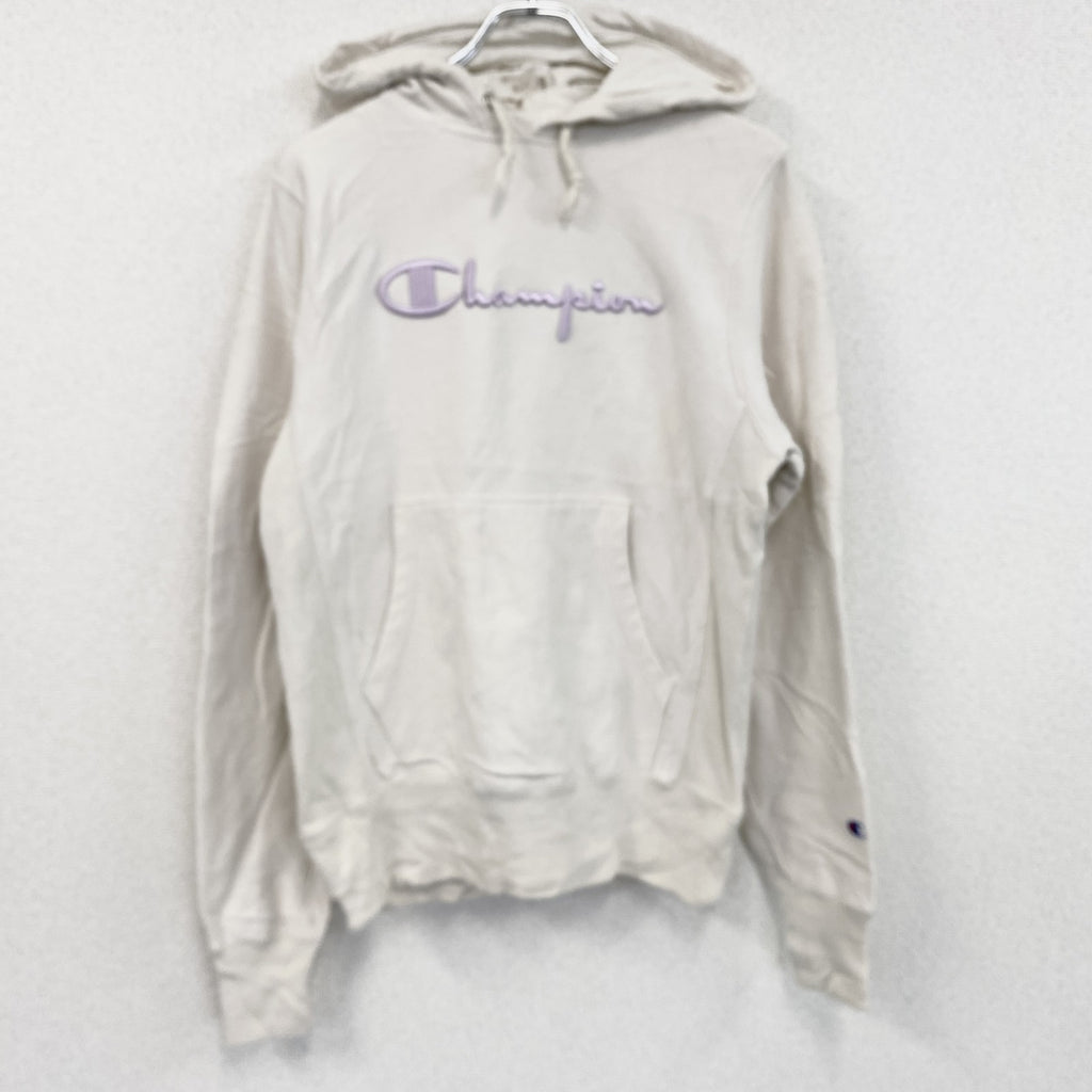 Champion　チャンピオン　リバースウィーブ　スウェットパーカー/フーディー　刺繍ロゴ　ワンポイント　現行　白　ホワイト　Sサイズ トレーナー スウェットトップス フード付き 古着