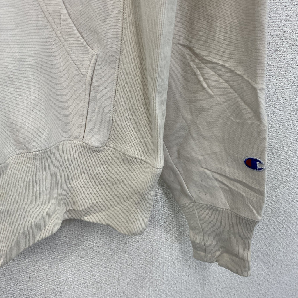 Champion　チャンピオン　リバースウィーブ　スウェットパーカー/フーディー　刺繍ロゴ　ワンポイント　現行　白　ホワイト　Sサイズ トレーナー スウェットトップス フード付き 古着