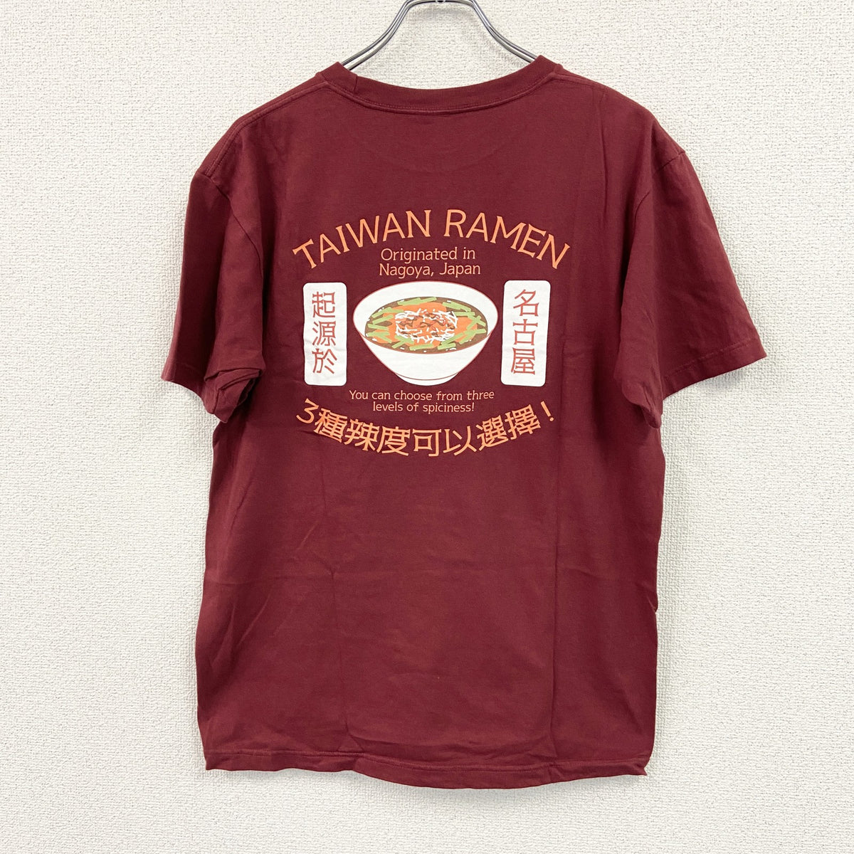 Print star　プリントスター　半袖プリント企業Tシャツ　漢字プリント　アーチプリント　台湾ラーメン　赤　レッド　Lサイズ　古着