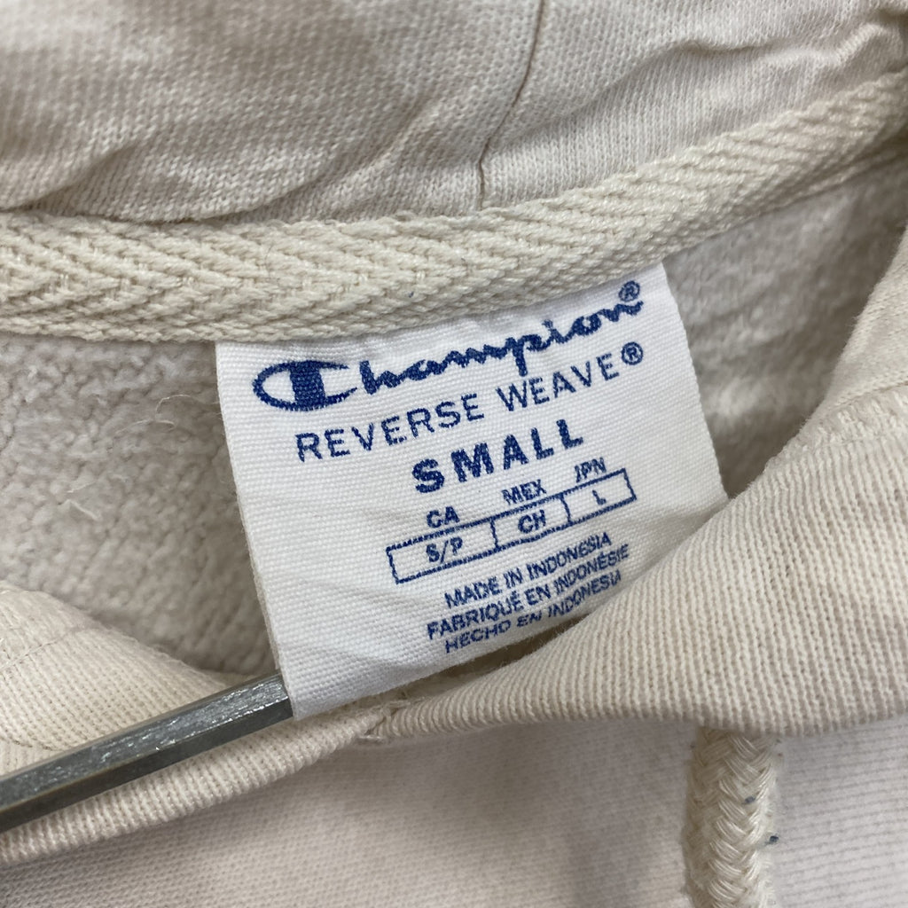 Champion　チャンピオン　リバースウィーブ　スウェットパーカー/フーディー　刺繍ロゴ　ワンポイント　現行　白　ホワイト　Sサイズ トレーナー スウェットトップス フード付き 古着