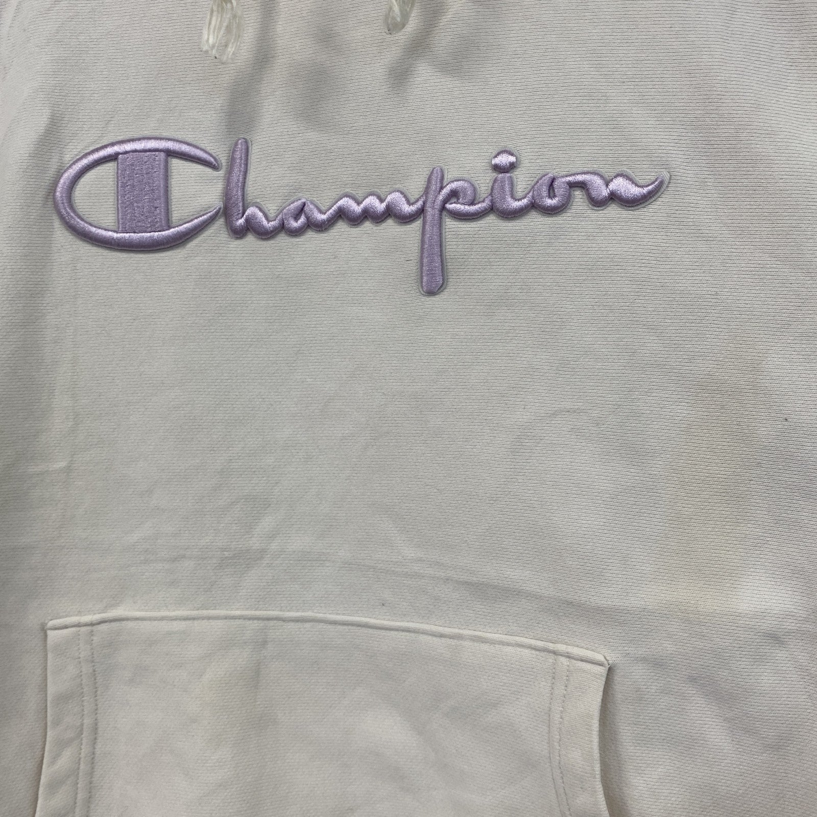 Champion　チャンピオン　リバースウィーブ　スウェットパーカー/フーディー　刺繍ロゴ　ワンポイント　現行　白　ホワイト　Sサイズ トレーナー スウェットトップス フード付き 古着