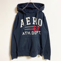 AEROPOSTALE　エアロポステール　長袖ロゴ刺繍パーカー　スウェットプルオーバー　ネイビー　紺　秋冬服　Ｓサイズ　古着