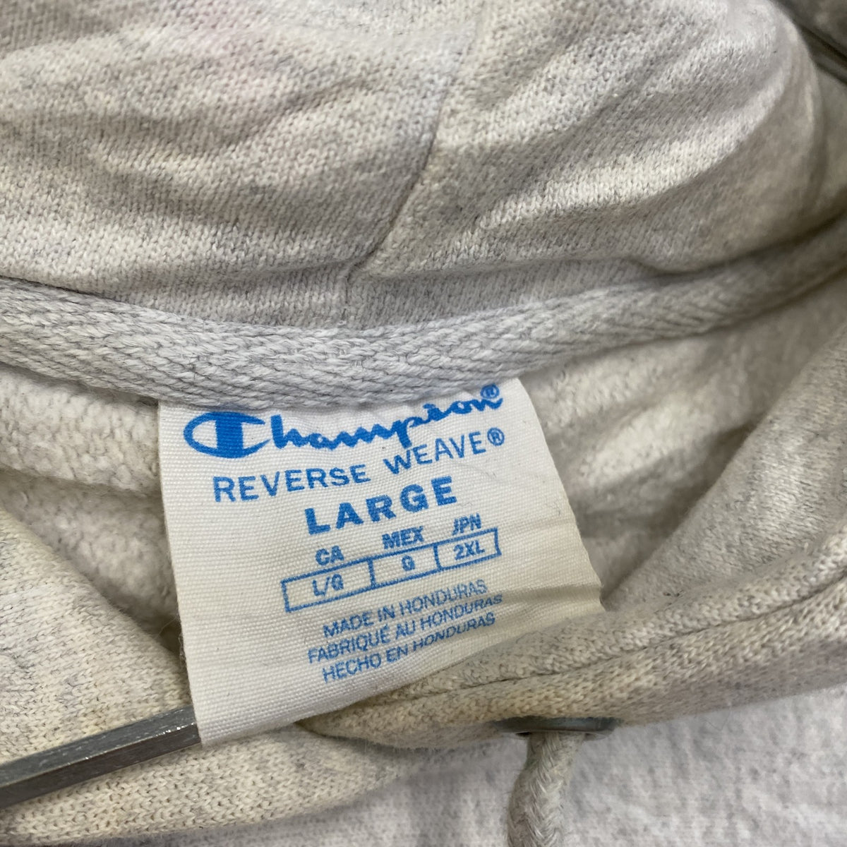 Champion　チャンピオン　リバースウィーブ　スウェットパーカー/フーディー　ヘビーウエイト　刺繍ロゴ　霜降りグレー　Lサイズ トレーナー スウェットトップス フード付き 古着