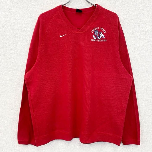 90s　NIKE　ナイキ　コットンニットセーター　ヴィンテージ　赤　レッド　XLサイズ