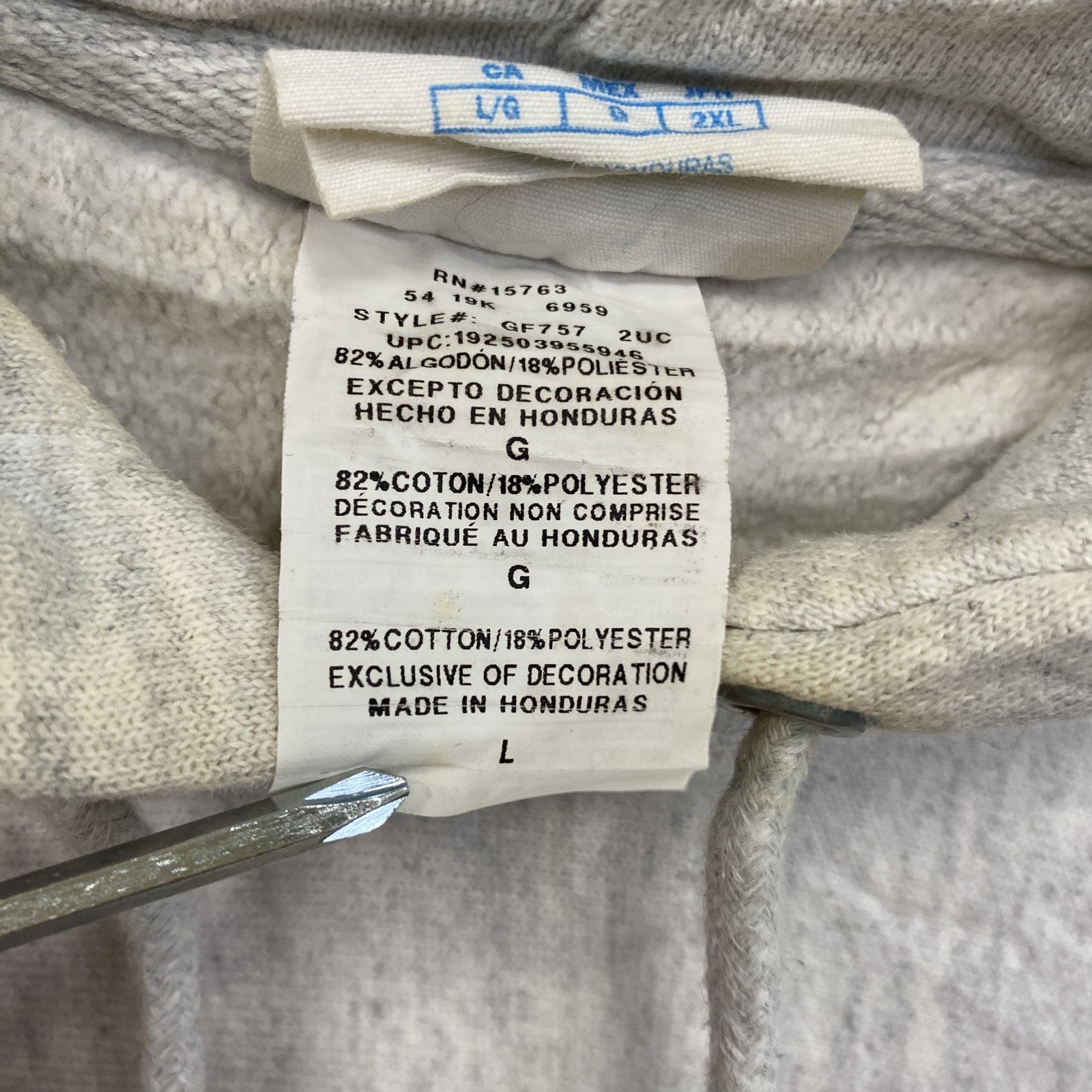 Champion　チャンピオン　リバースウィーブ　スウェットパーカー/フーディー　ヘビーウエイト　刺繍ロゴ　霜降りグレー　Lサイズ トレーナー スウェットトップス フード付き 古着