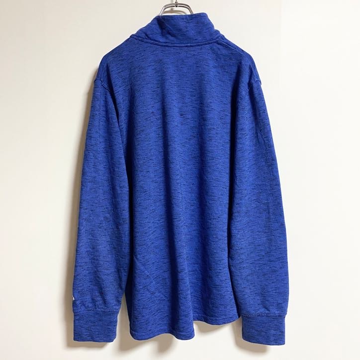 Champion　チャンピオン　長袖ハーフジップスウェット　トレーナー　ワンポイント刺繍　青　ブルー　秋冬服　XLサイズ　古着