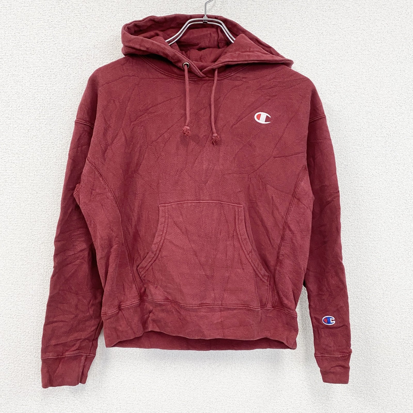 Champion　チャンピオン　リバースウィーブ　スウェットパーカー/フーディー　赤　レッド　Sサイズ　古着