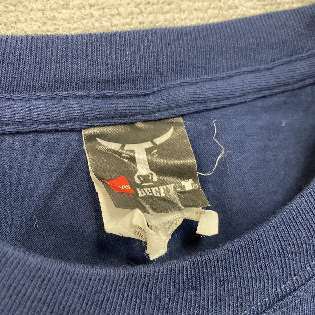 Hanes　ヘインズ　半袖スーベニアプリントTシャツ　紺　ネイビー　XLサイズ　古着