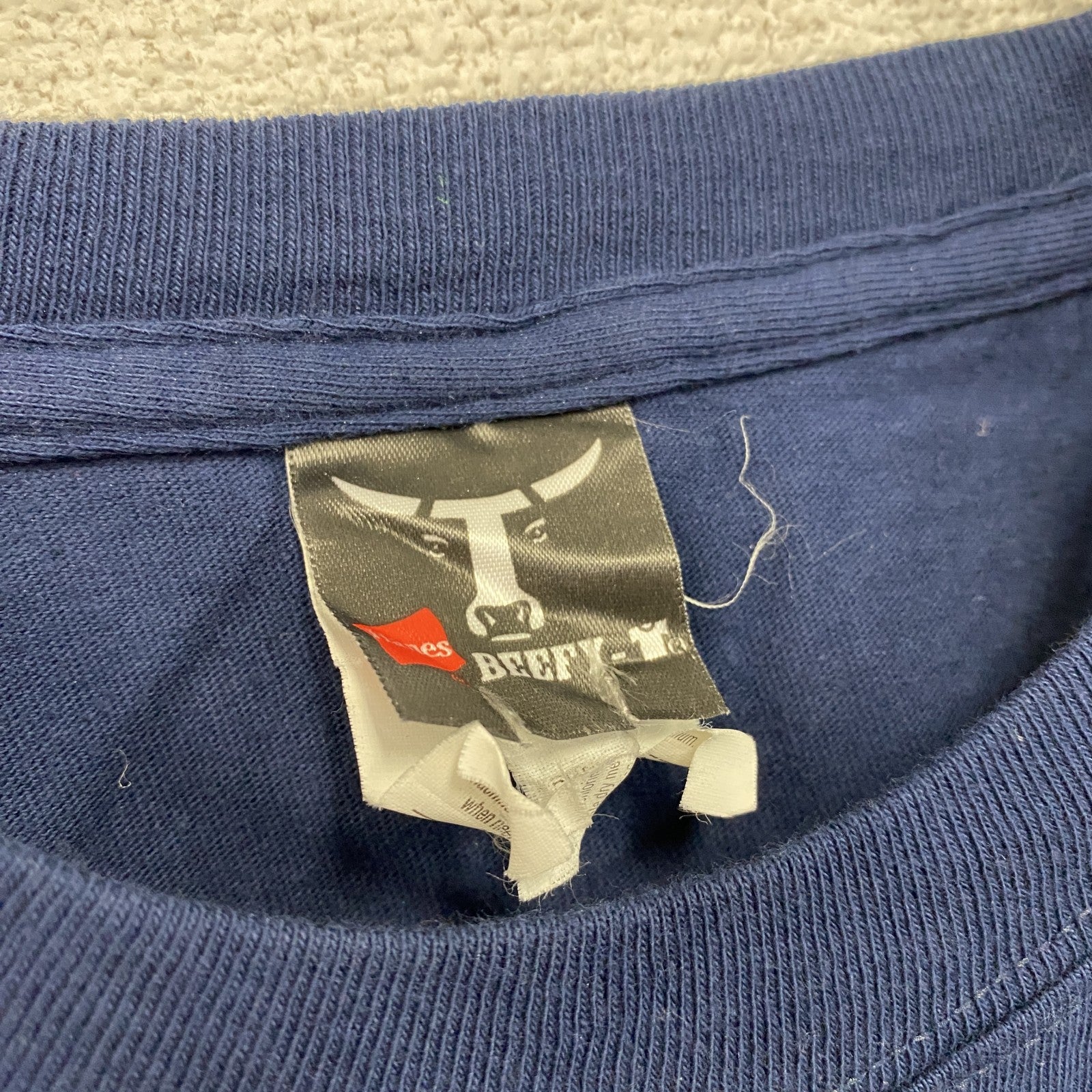 Hanes　ヘインズ　半袖スーベニアプリントTシャツ　紺　ネイビー　XLサイズ　古着