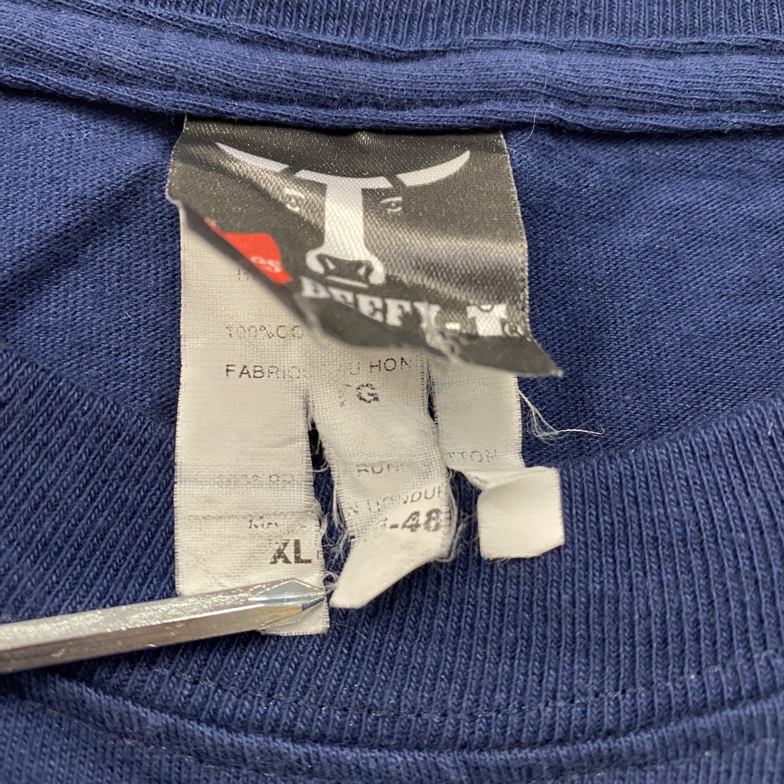Hanes　ヘインズ　半袖スーベニアプリントTシャツ　紺　ネイビー　XLサイズ　古着