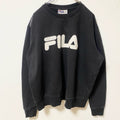 FILA フィラ 長袖クルーネックビッグロゴスウェット　トレーナー　オーバーサイズ　ブラック　XLサイズ　古着