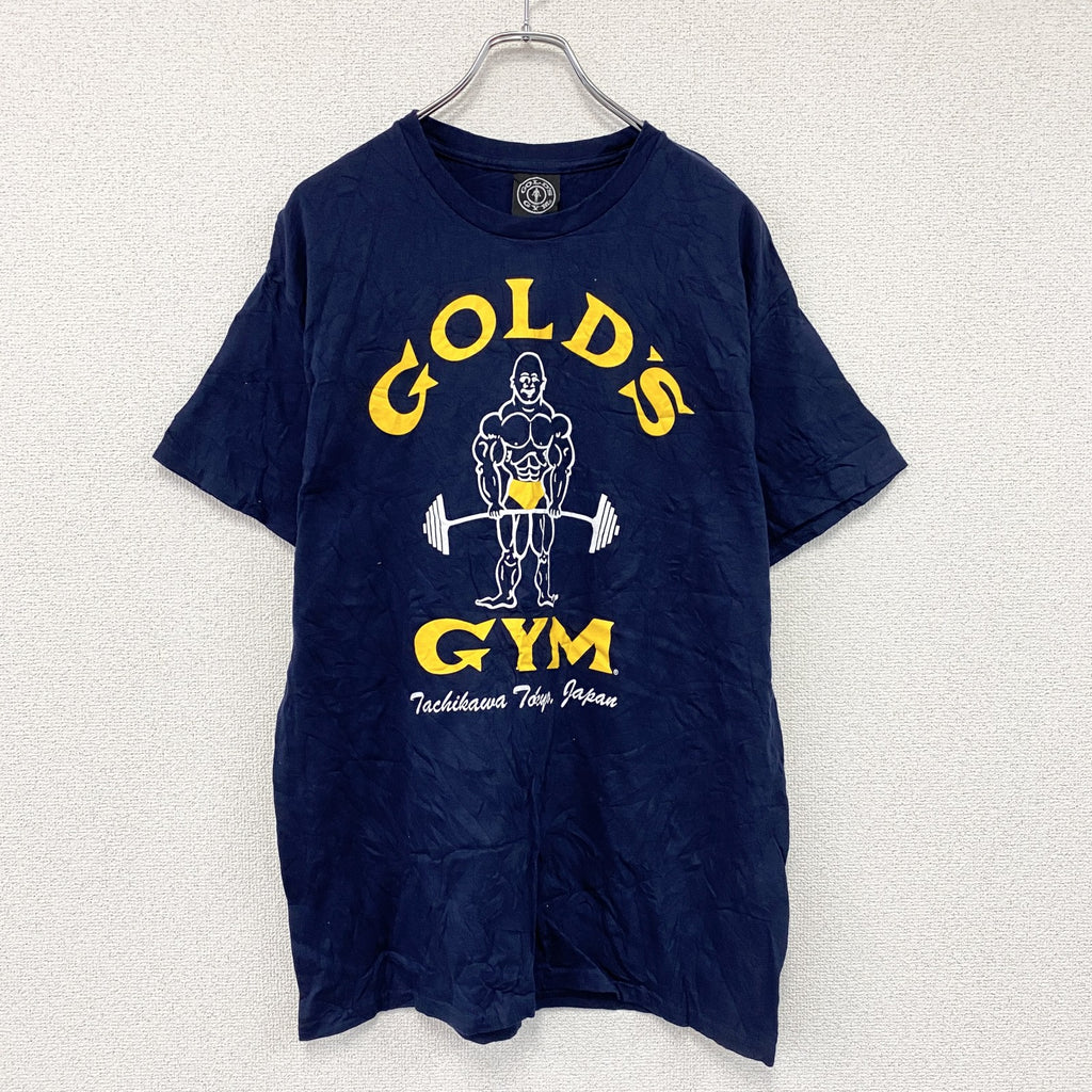 GOLD'S GYM　ゴールドジム　半袖プリントTシャツ　紺　ネイビー　Lサイズ　古着