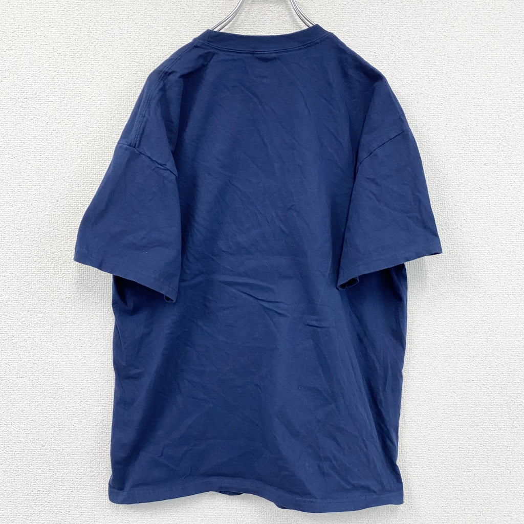 Hanes　ヘインズ　半袖スーベニアプリントTシャツ　紺　ネイビー　XLサイズ　古着
