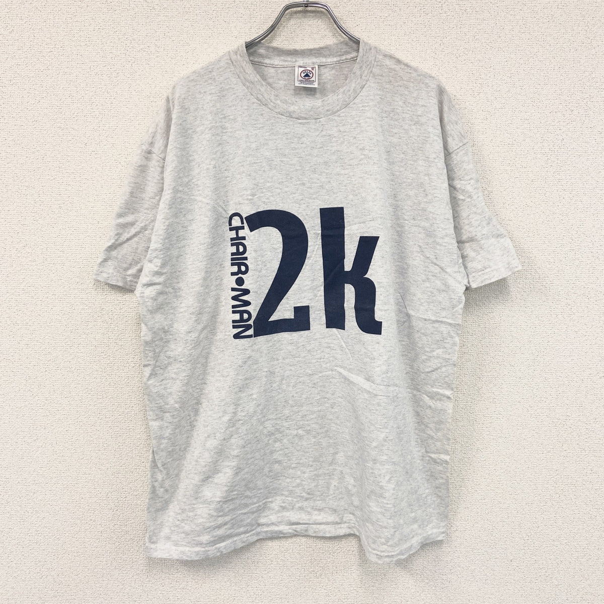 DELTA　デルタ　半袖プリントTシャツ　シングルステッチ　霜降りグレー　XLサイズ カットソー メンズ 古着