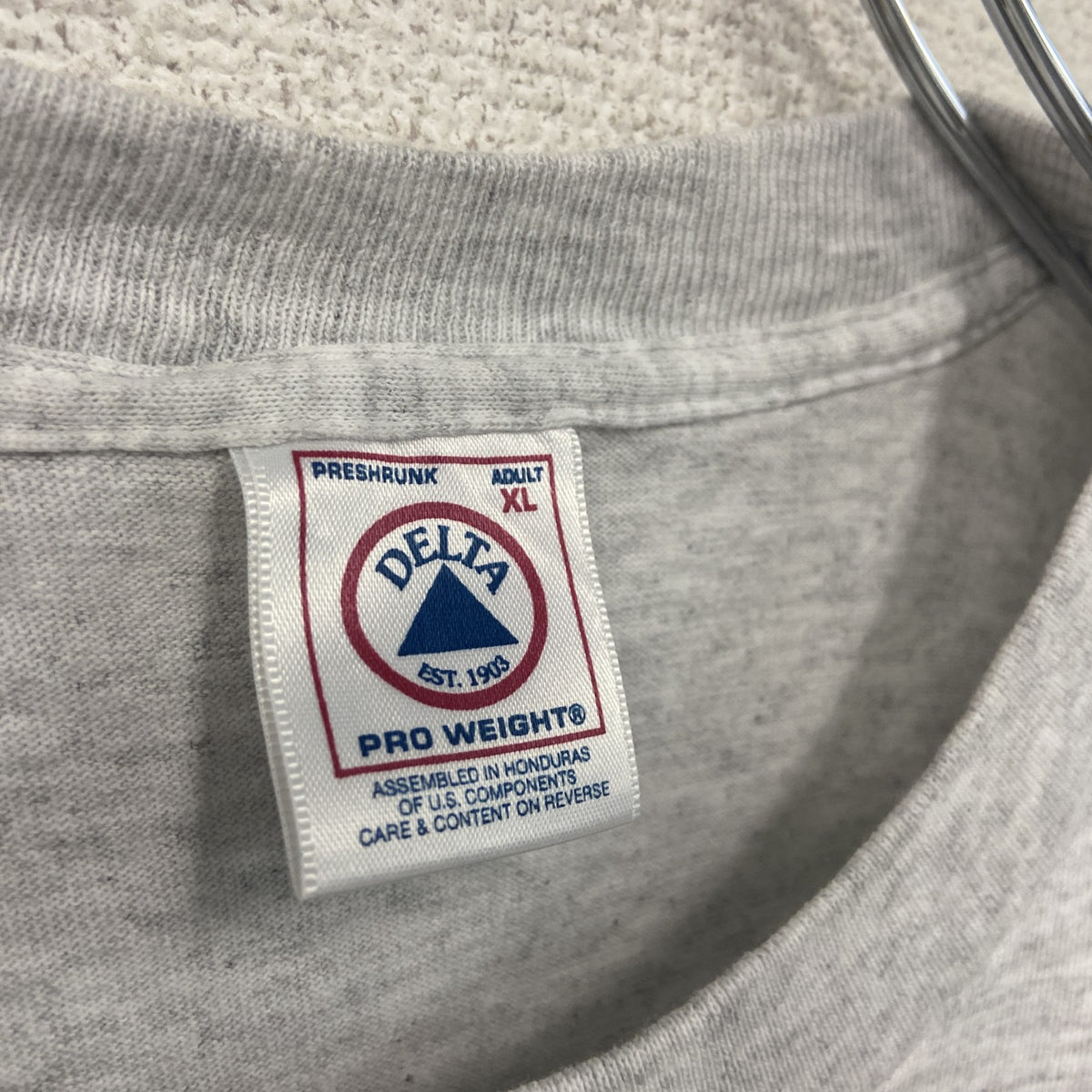 DELTA　デルタ　半袖プリントTシャツ　シングルステッチ　霜降りグレー　XLサイズ カットソー メンズ 古着