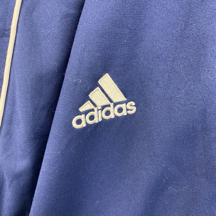 90s　adidas　アディダス　トラックジャケット/ジャージ　ヴィンテージ　刺繍ロゴ　紺　ネイビー　2XLサイズ　古着