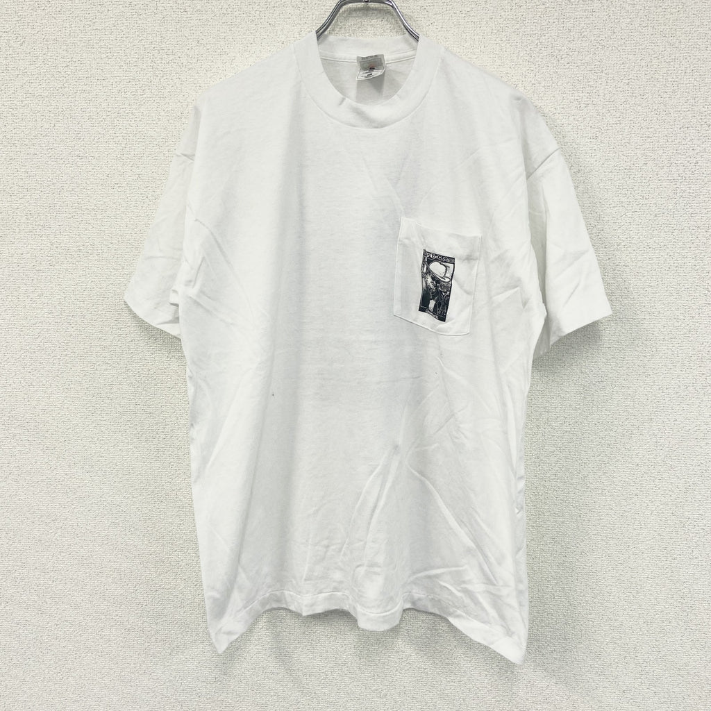 FRUIT OF THE LOOM　フルーツオブザルーム　半袖プリントTシャツ　シングルステッチ　白　ホワイト　XLサイズ カットソー メンズ コットン 古着