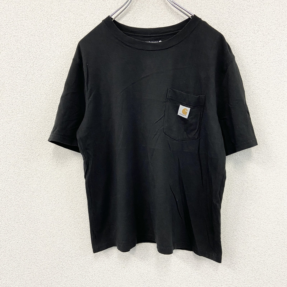Carhartt　カーハート　LOOSE FIT　半袖Tシャツ　胸タグ　ワンポイント　クルーネック　黒　ブラック　Mサイズ　古着