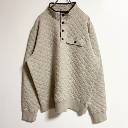 古着 used　FAHERTY　長袖ハーフボタンスウェット　トレーナー　ダイヤモンドキルティング　アイボリー　秋冬服　XLサイズ