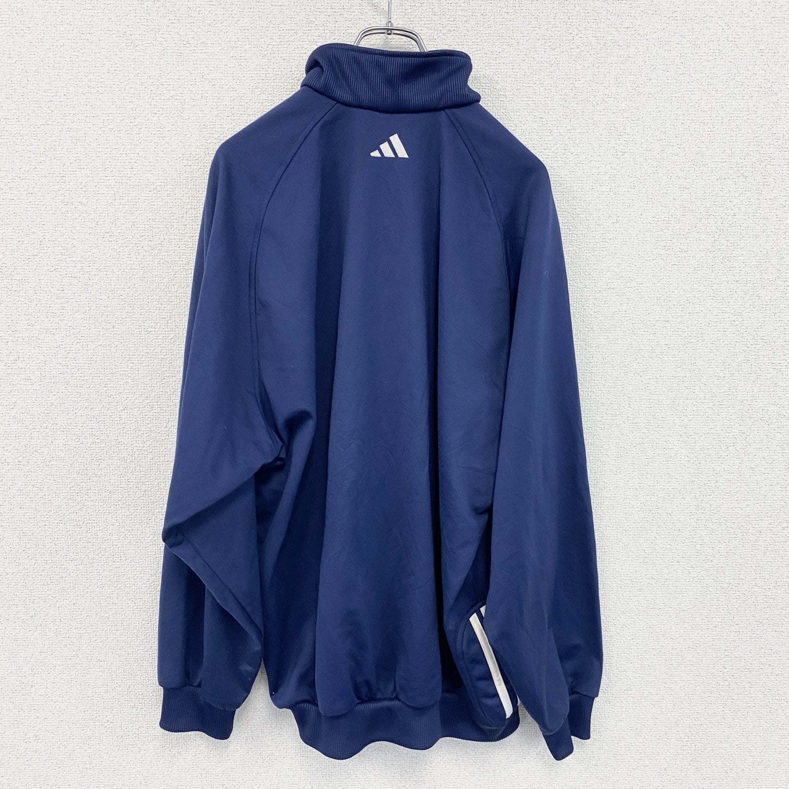90s　adidas　アディダス　トラックジャケット/ジャージ　ヴィンテージ　刺繍ロゴ　紺　ネイビー　2XLサイズ　古着