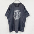 B&C　半袖プリントTシャツ　フェード　英字プリント　ビッグデザイン　クルーネック　黒　ブラック　2XLサイズ　古着