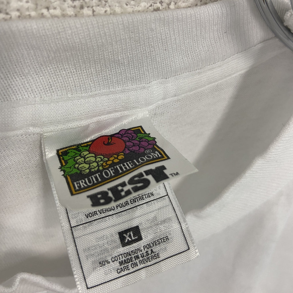 FRUIT OF THE LOOM　フルーツオブザルーム　半袖プリントTシャツ　シングルステッチ　白　ホワイト　XLサイズ カットソー メンズ コットン 古着
