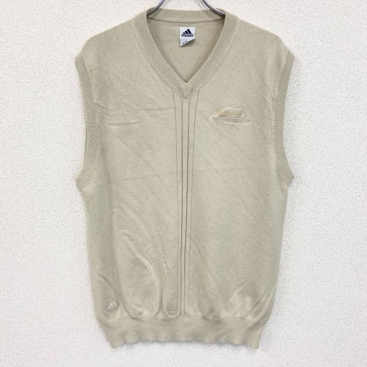 00s　adidas　アディダス　カシミヤ混シルクニットベスト　ヴィンテージ　ライトベージュ　2XLサイズ