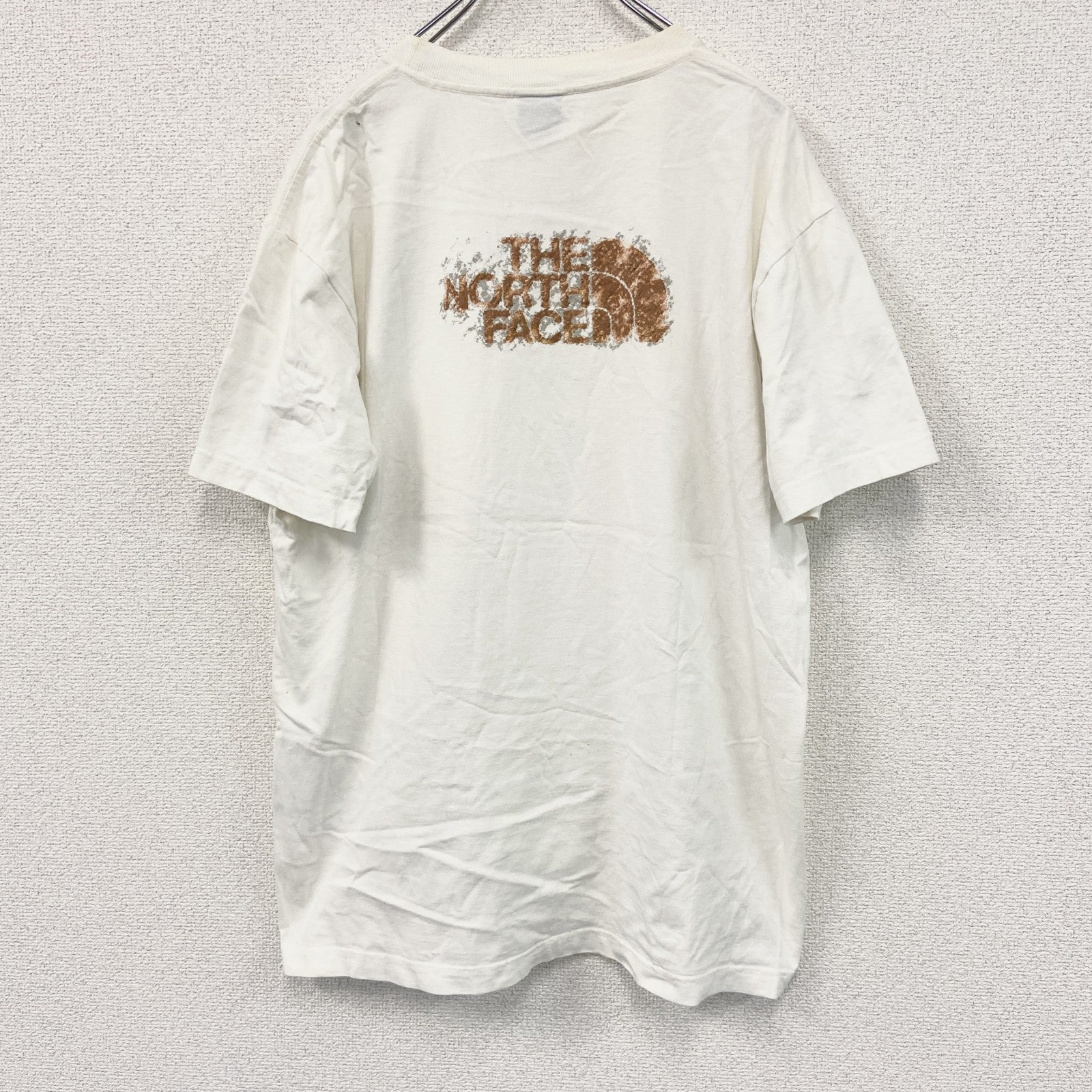 THE NORTH FACE ROCK SOLID　ザ・ノースフェイス　半袖プリントTシャツ　グリッチロゴ　白　ホワイト　Lサイズ　古着
