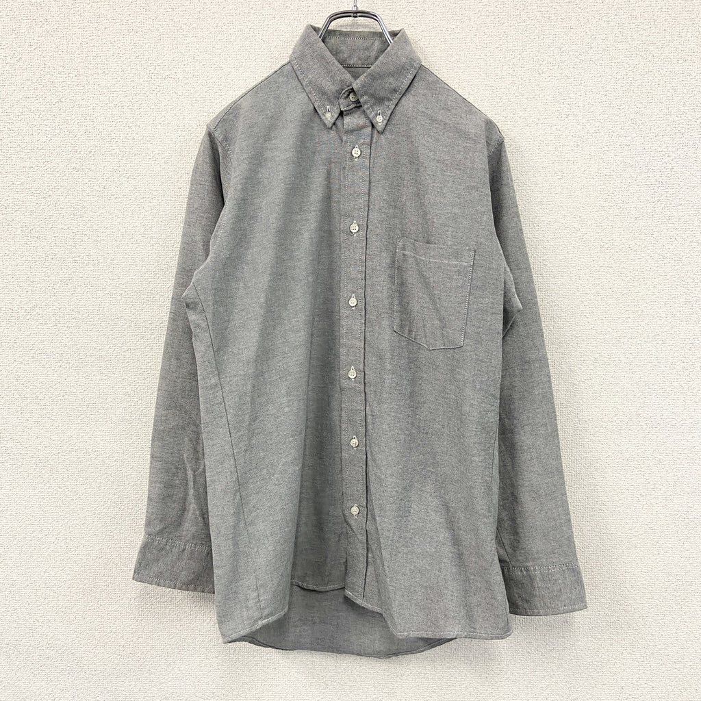 RED KAP　レッド キャップ　長袖ボタンダウンシャツ　無地　胸ポケット　灰色　グレー　145-3サイズ　古着