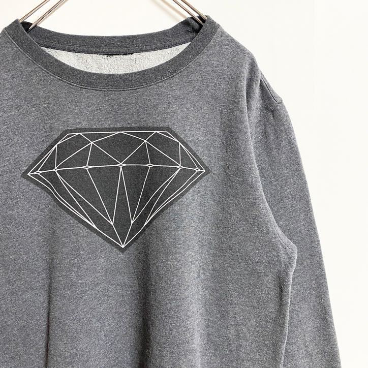 Diamond　ダイヤモンド　スウェット/トレーナー　デカロゴ　ビッグデザイン　クルーネック　ダークグレー　古着