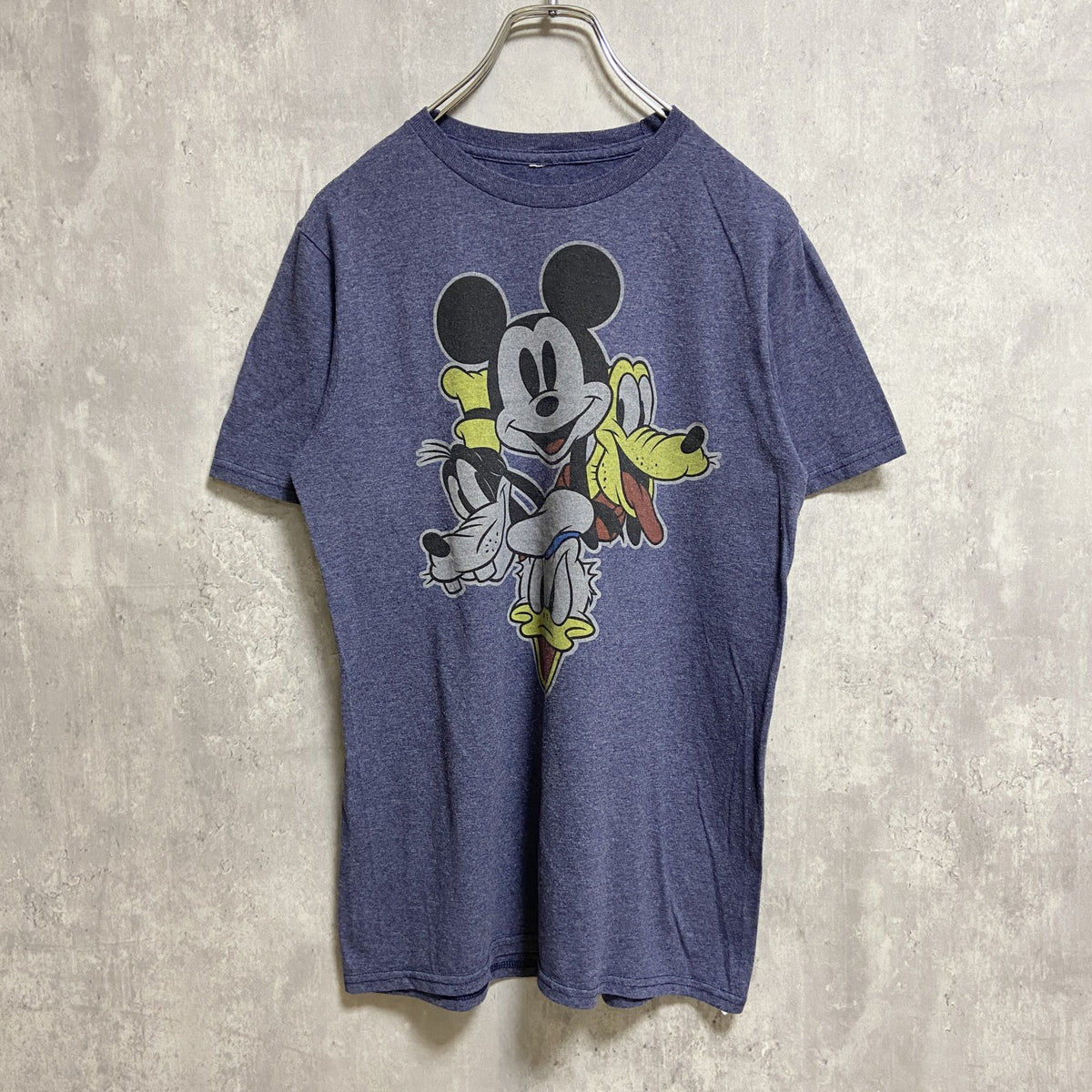 Disney　ディズニー　Mickey mouse　ミッキーマウス　ドナルド　半袖プリントTシャツ　ネイビー　紺　古着