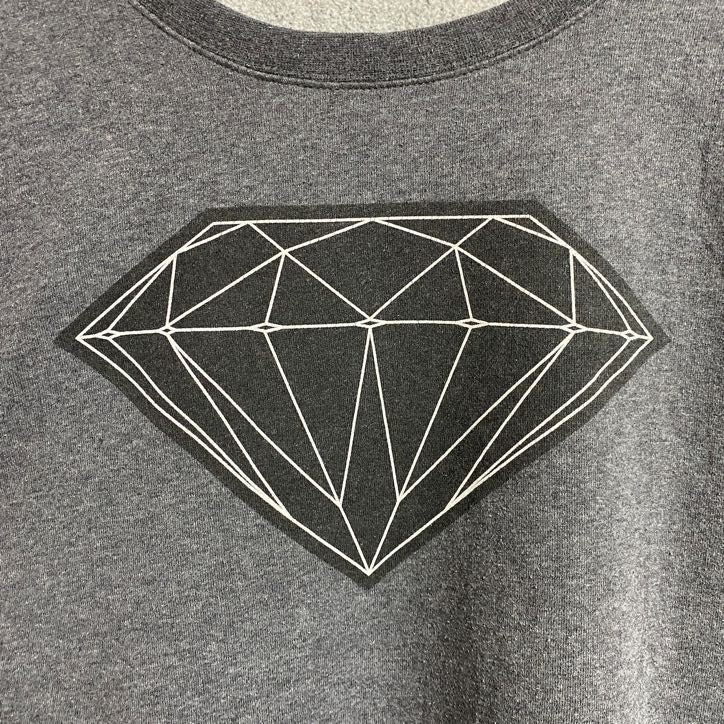 Diamond　ダイヤモンド　スウェット/トレーナー　デカロゴ　ビッグデザイン　クルーネック　ダークグレー　古着