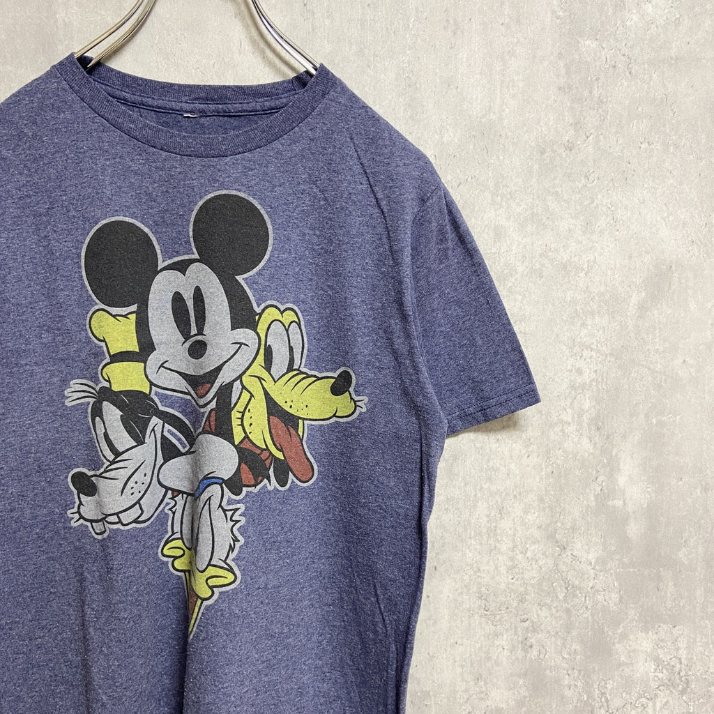 Disney　ディズニー　Mickey mouse　ミッキーマウス　ドナルド　半袖プリントTシャツ　ネイビー　紺　古着