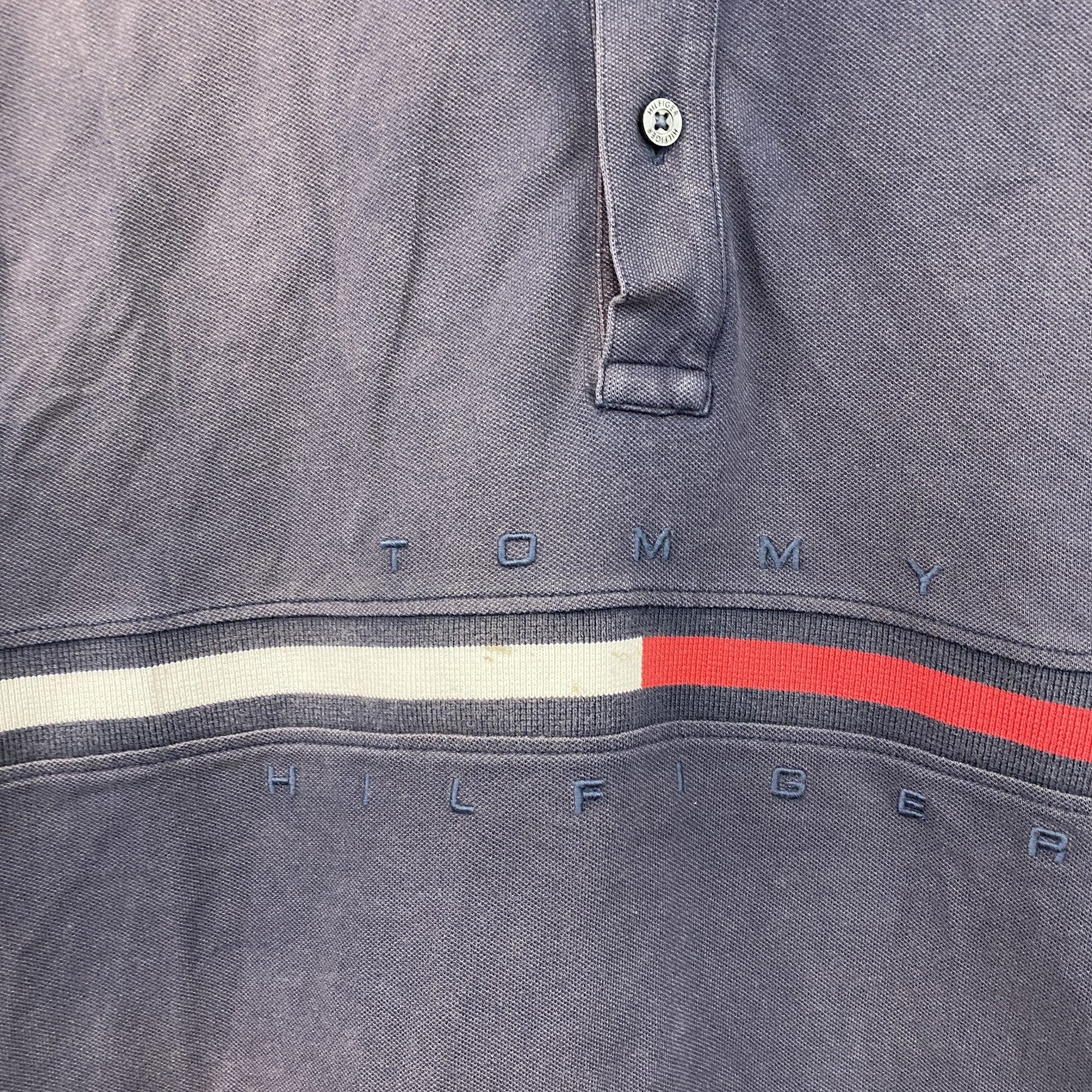 TOMMY HILFIGER　トミーヒルフィガー　半袖ポロシャツ　フェード　紺　ネイビー　XLサイズ　古着